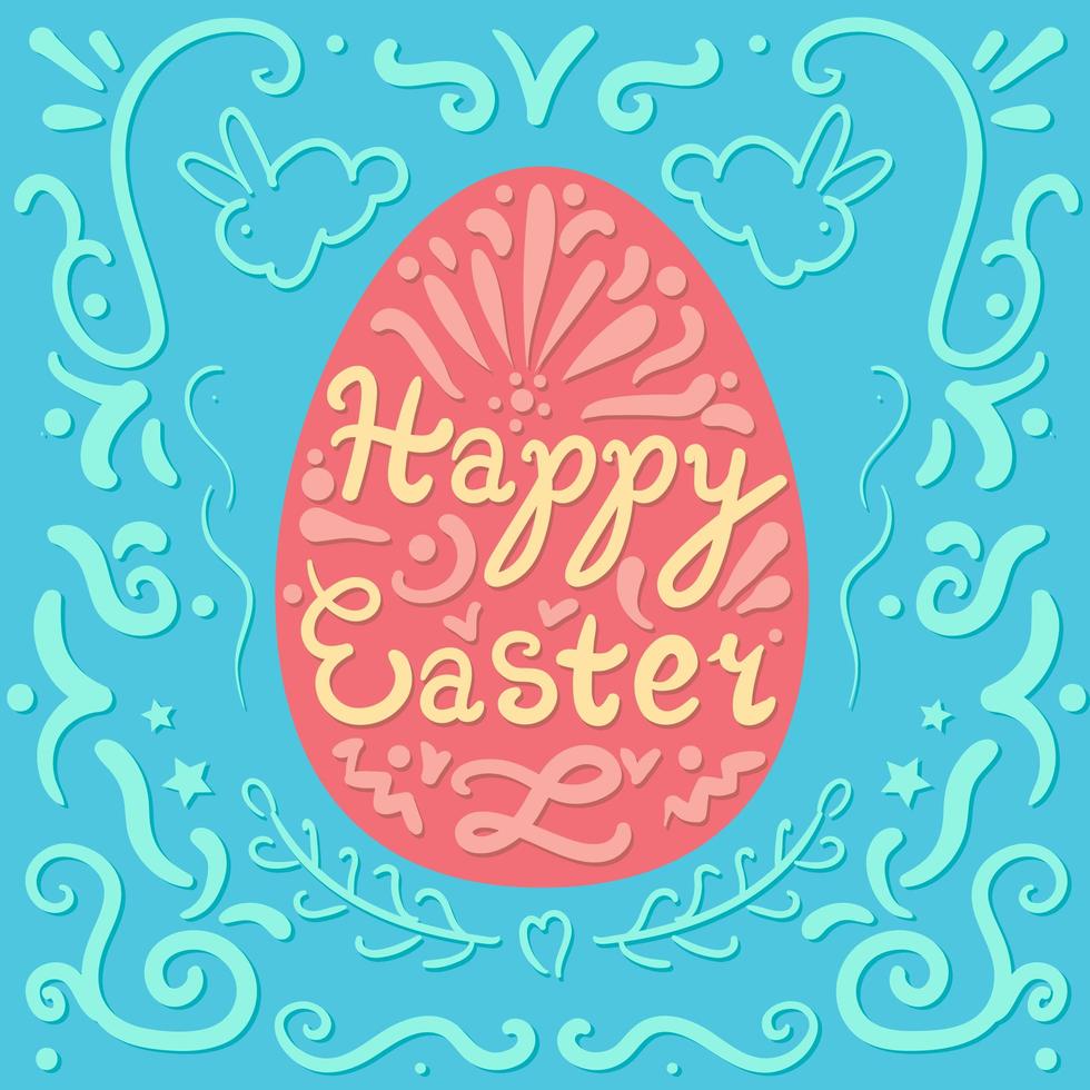 Vintage Happy Easter lettering vector