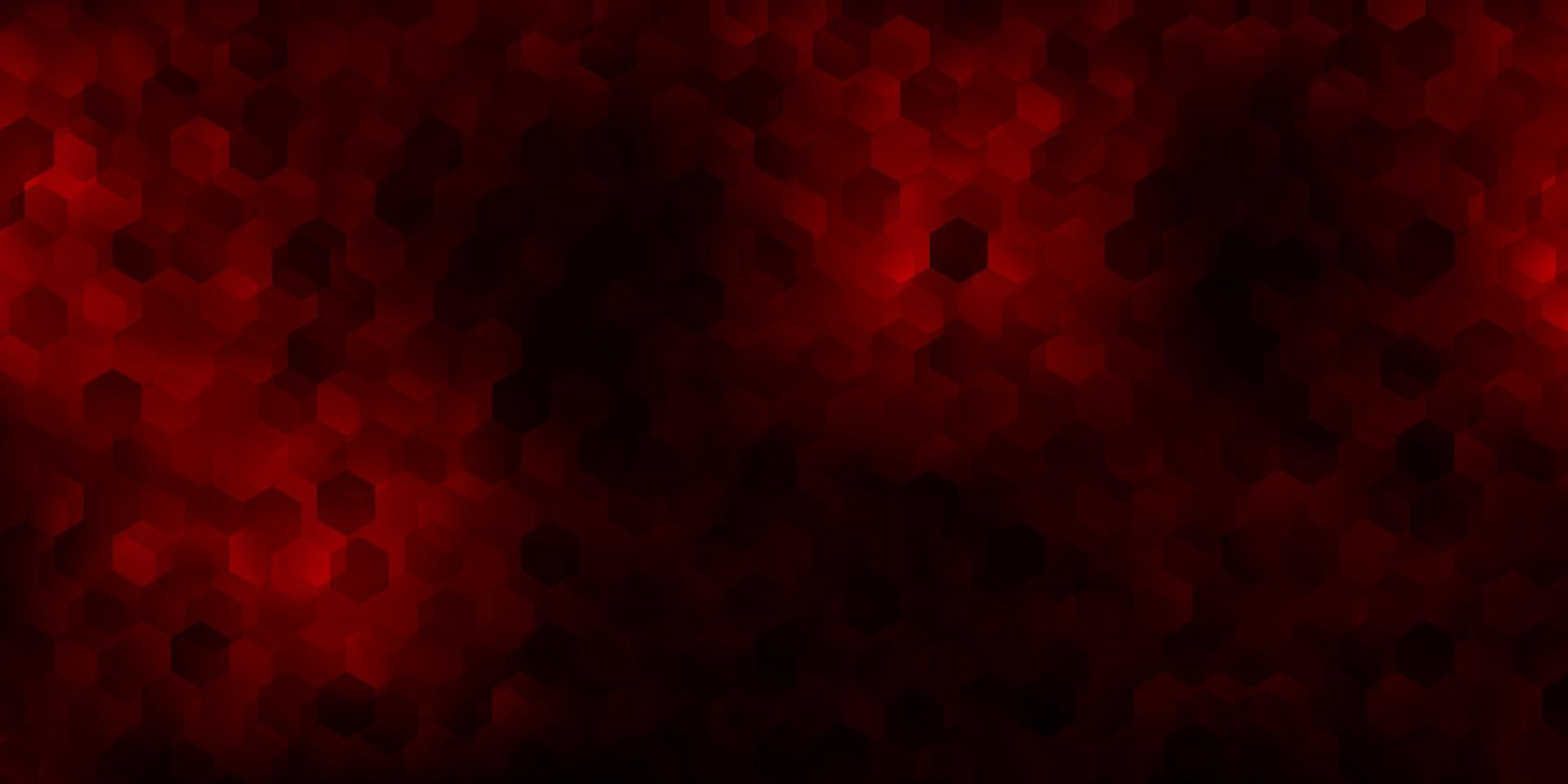 Telón de fondo de vector rojo oscuro con un lote de hexágonos.