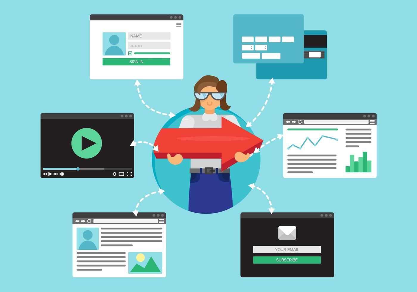 Web Virtual Socail Network vector