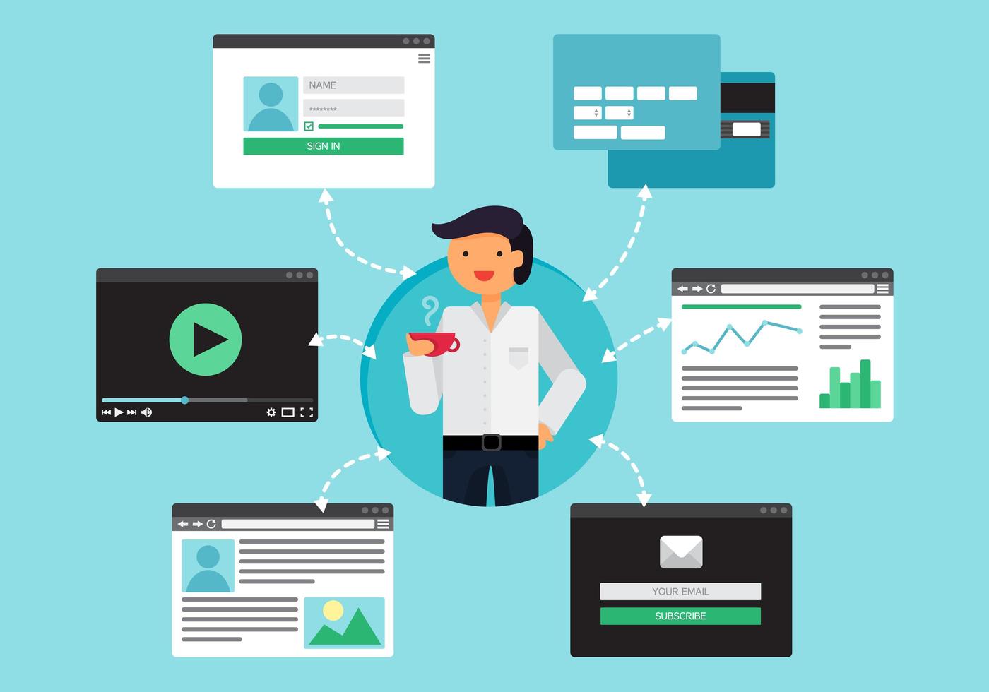 Web Virtual Socail Network vector