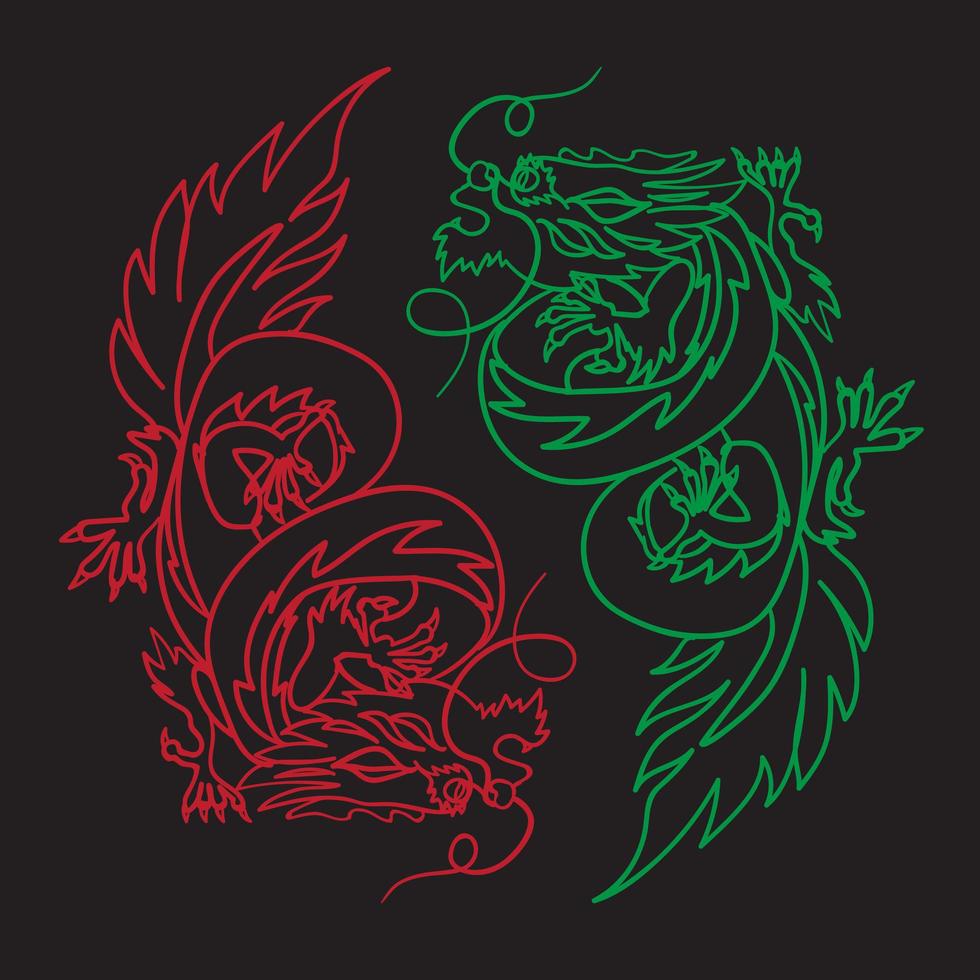 dragón chino oriental feng shui vector