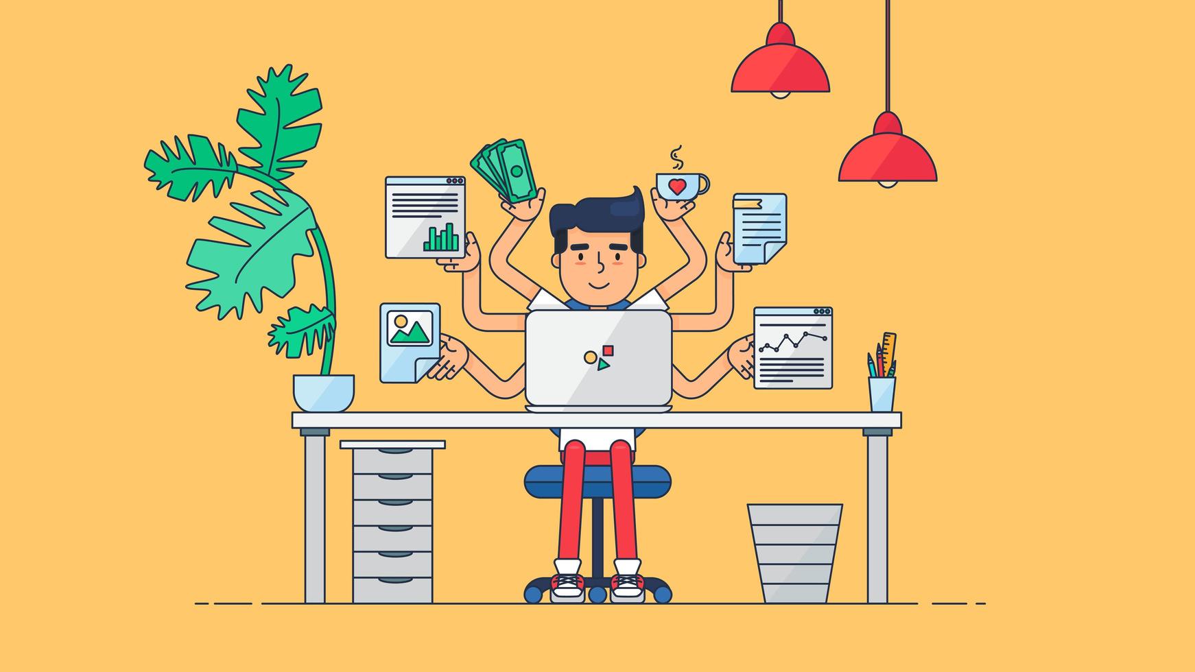 espacio de trabajo de tecnología creativa vector