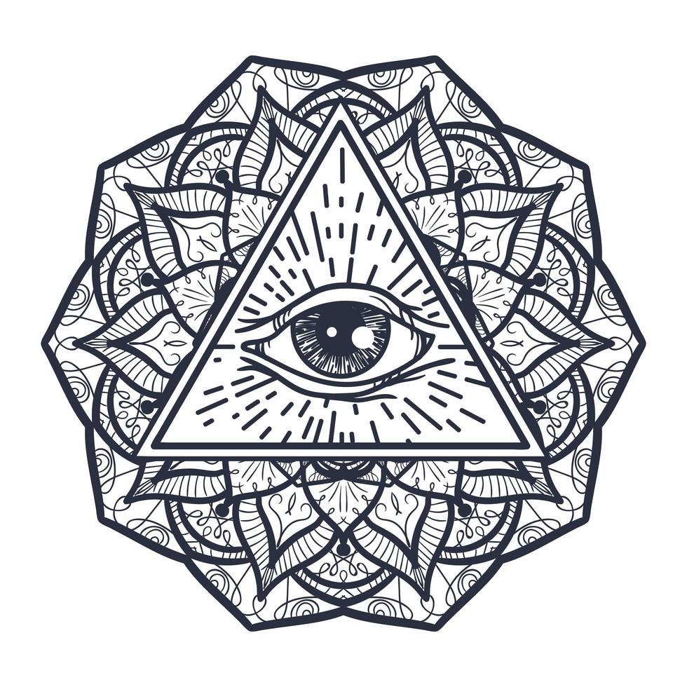All Seeing Eye in Triangle and Mandal vector