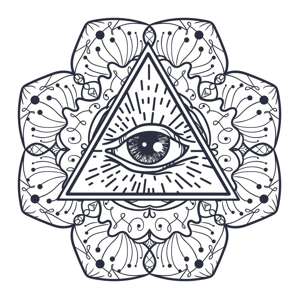 All Seeing Eye in Triangle and Mandal vector