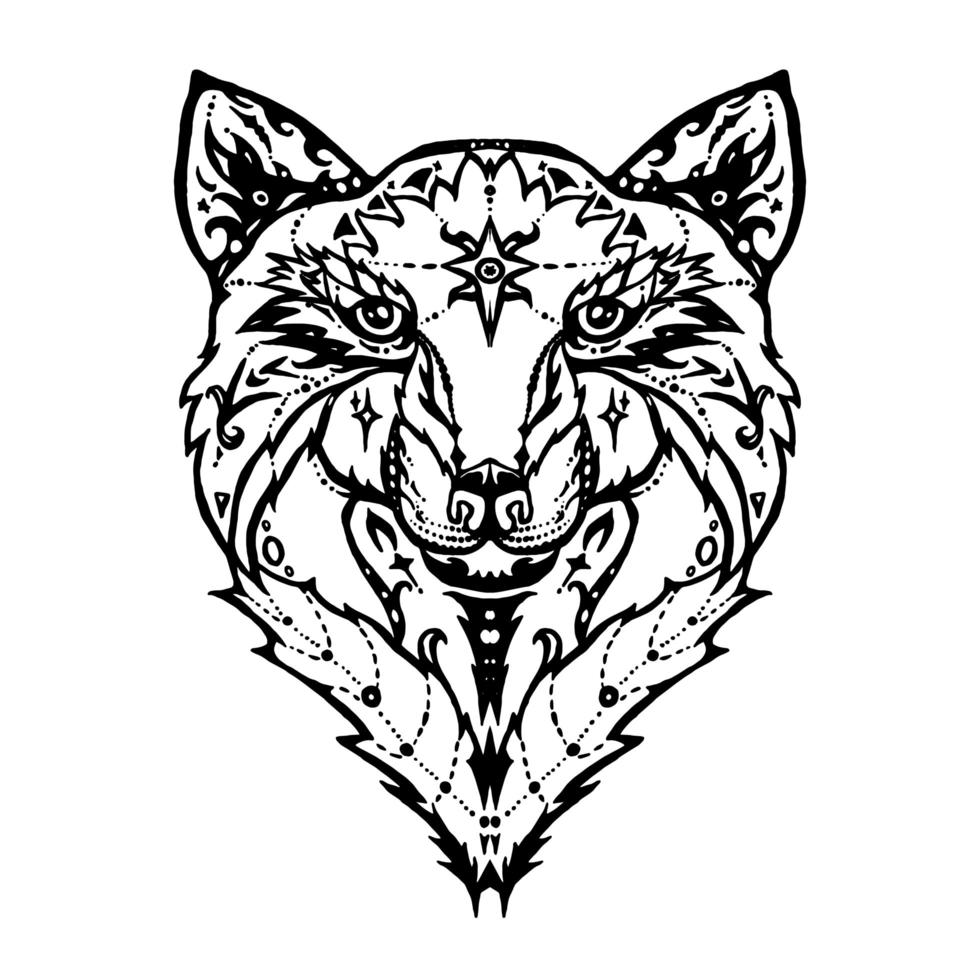 tatuaje de lobo salvaje vector