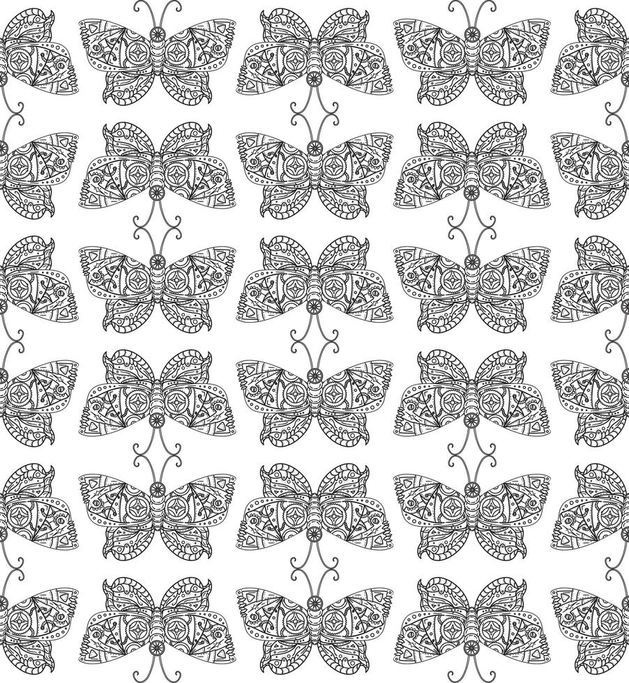 Steampunk butterfly seamless pattern vector