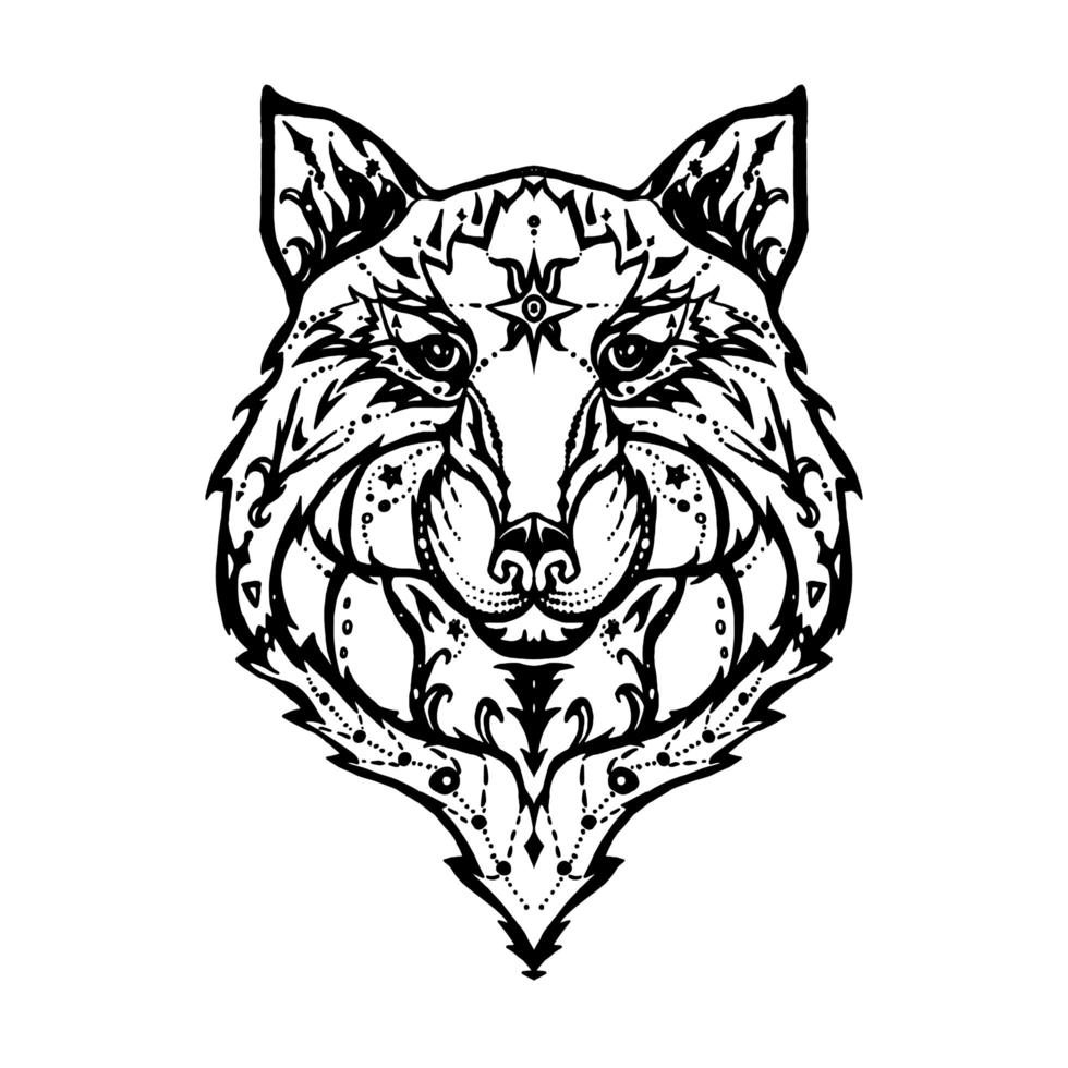 tatuaje de lobo salvaje vector