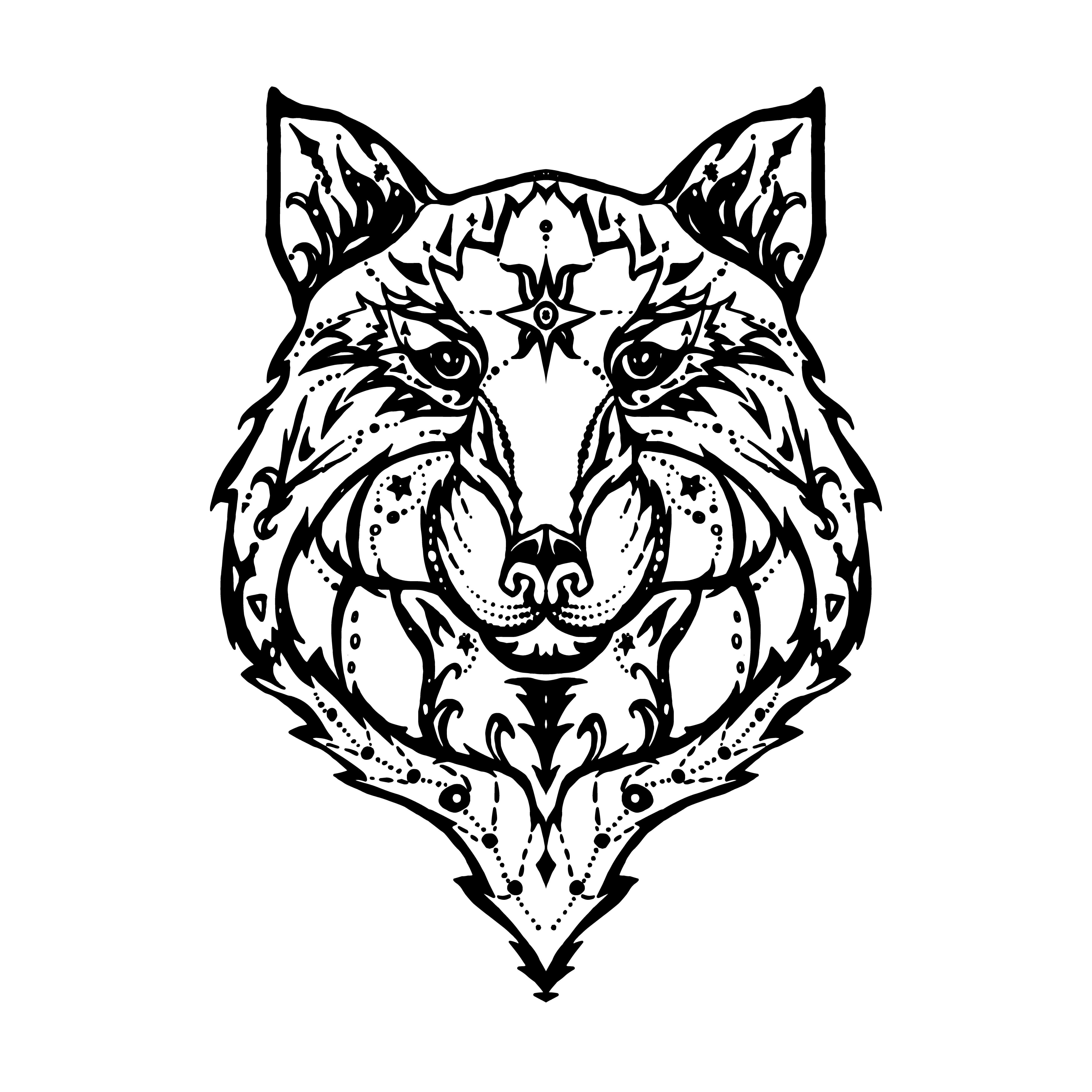 Wild wolf tattoo 2001300 Vector Art at Vecteezy