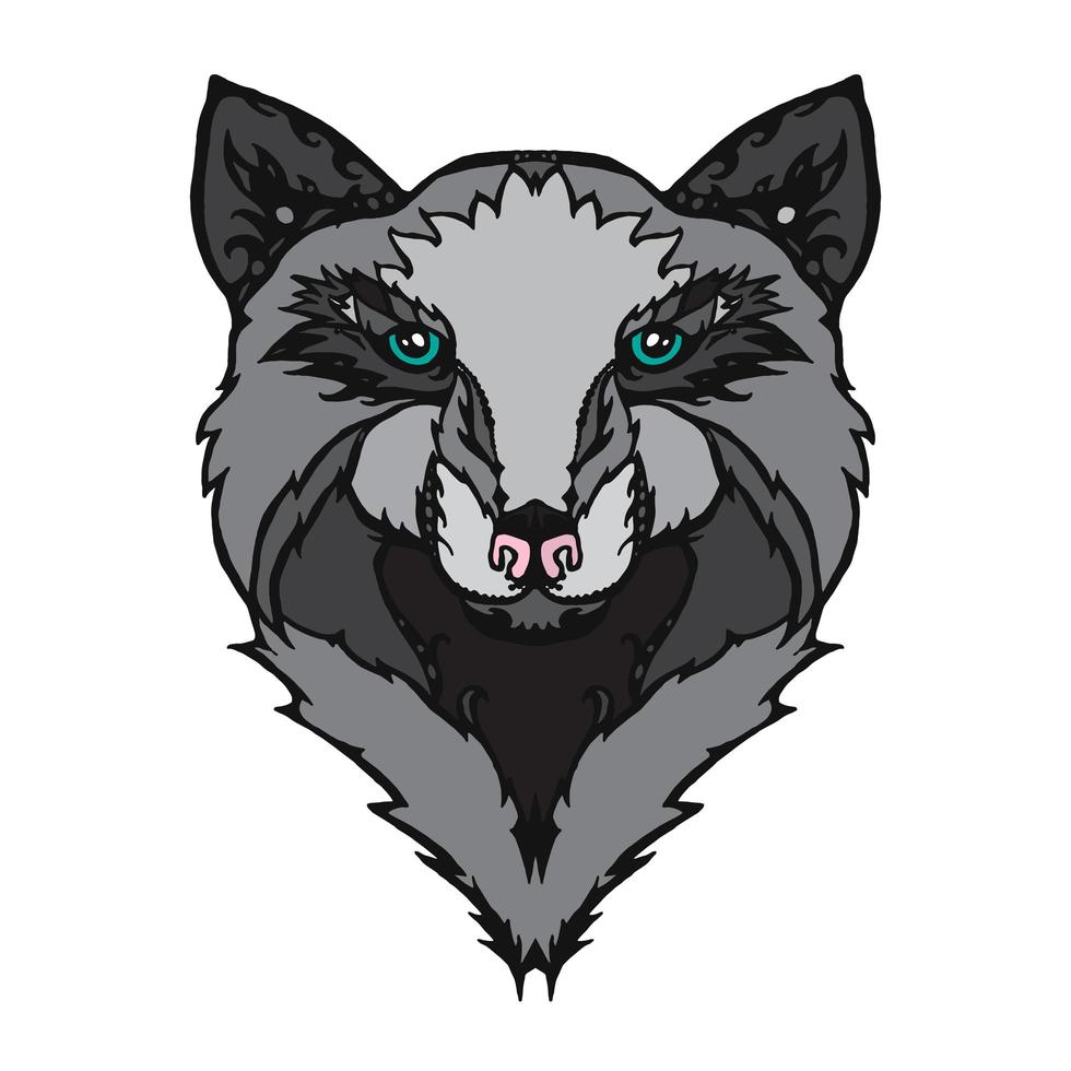 tatuaje de lobo salvaje vector