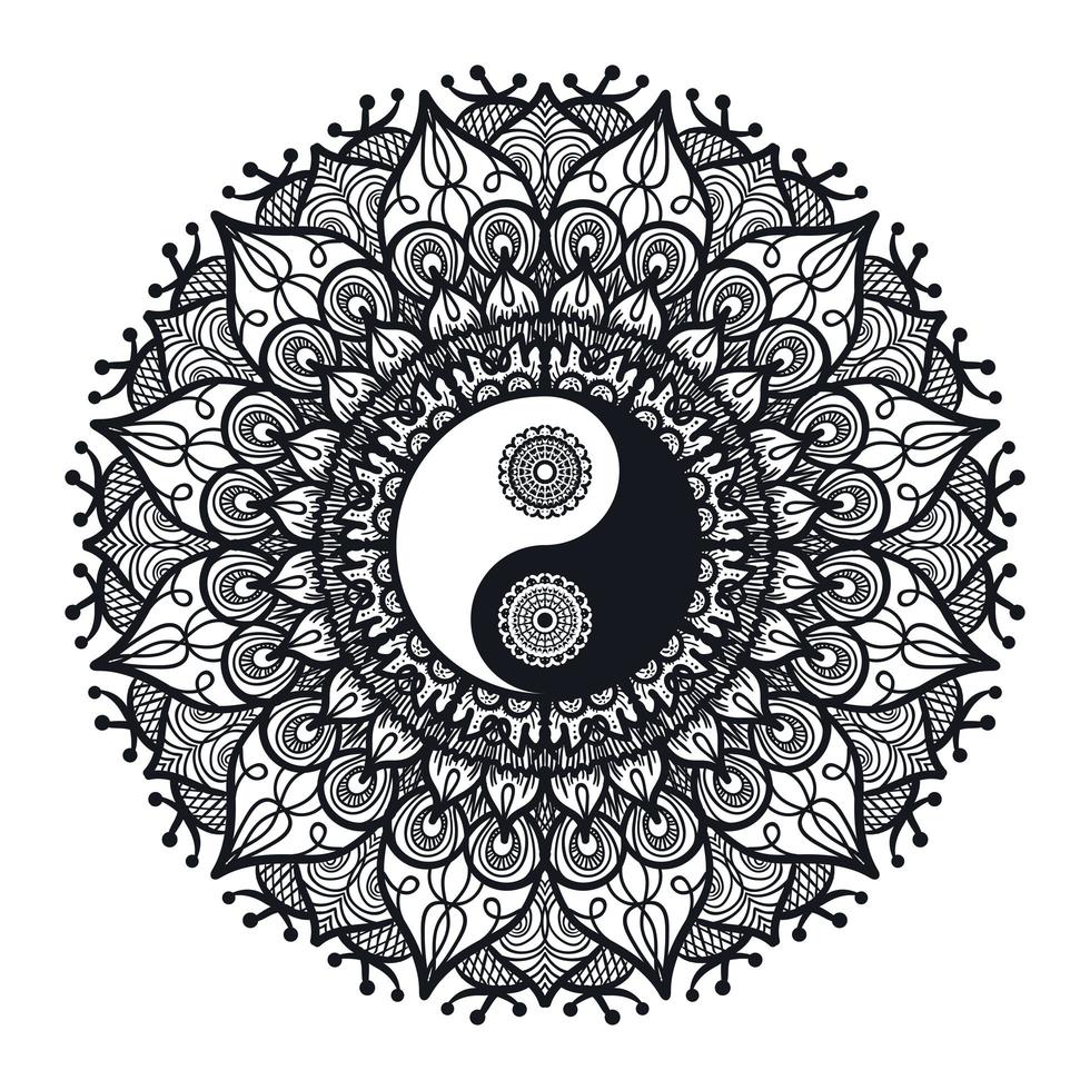 yin y yang vintage en mandala vector