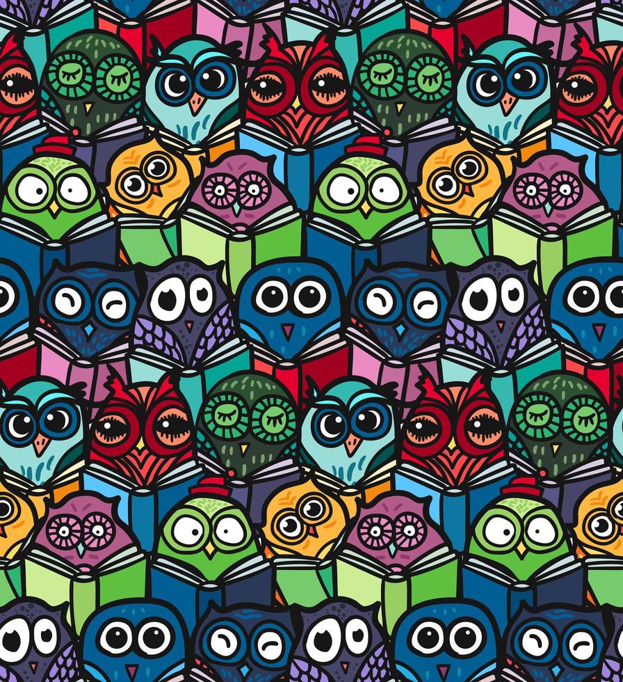 Owls hand drawn pattern vector