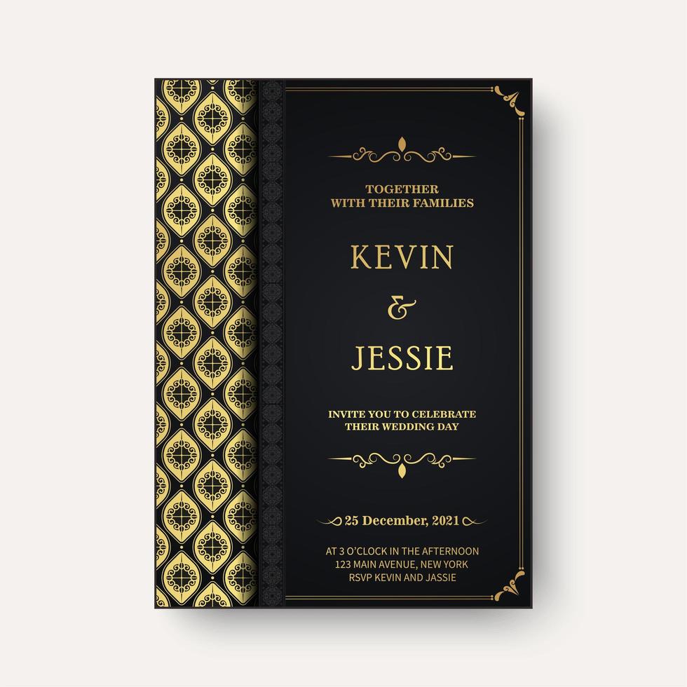 Elegant wedding invitation with stylish ornamental pattern design vector