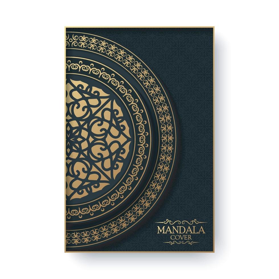 tarjeta de felicitación de lujo con motivo de mandala y borde en estilo retro vector