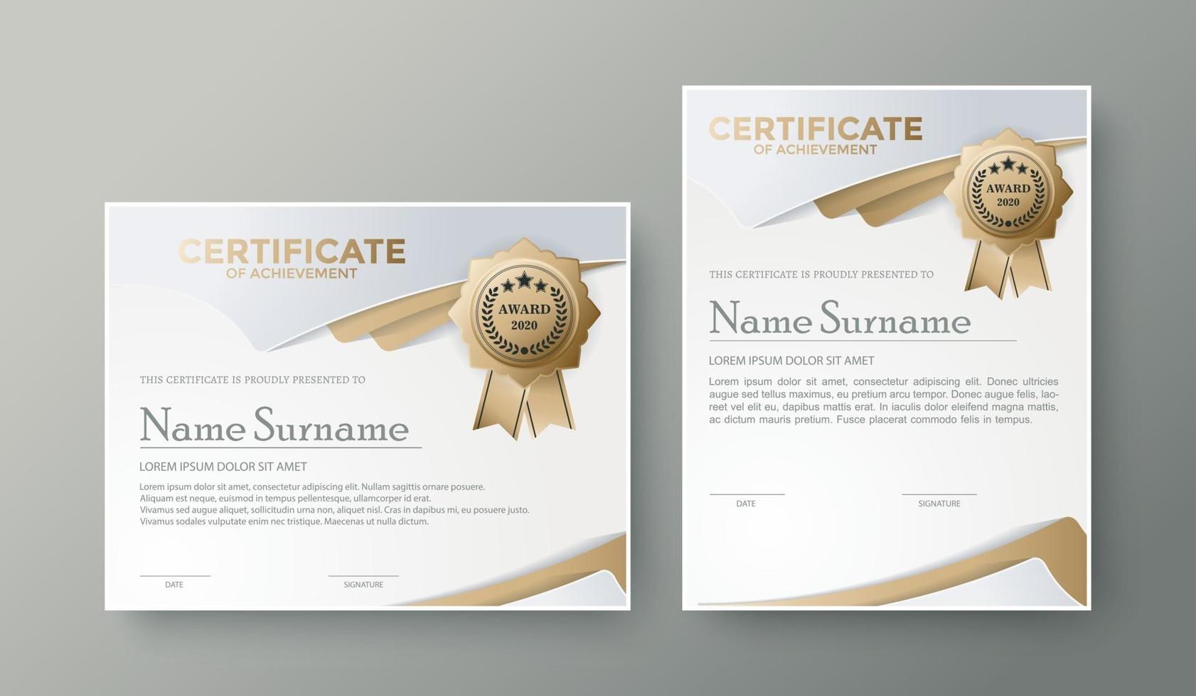 Professional certificate template diploma award design set vector