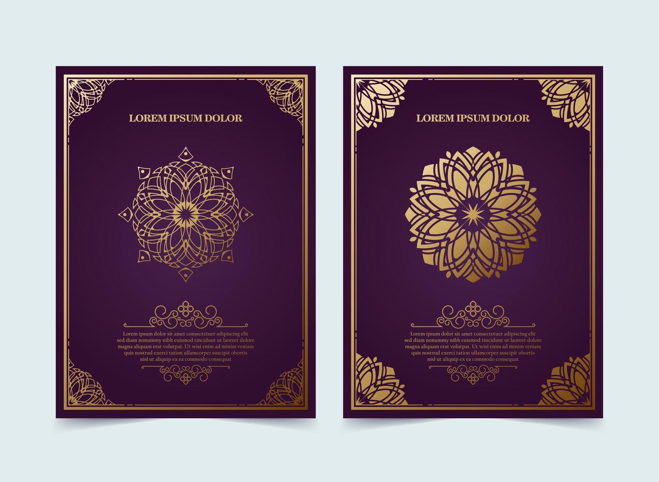 Set of vintage purple background ornament greeting vector