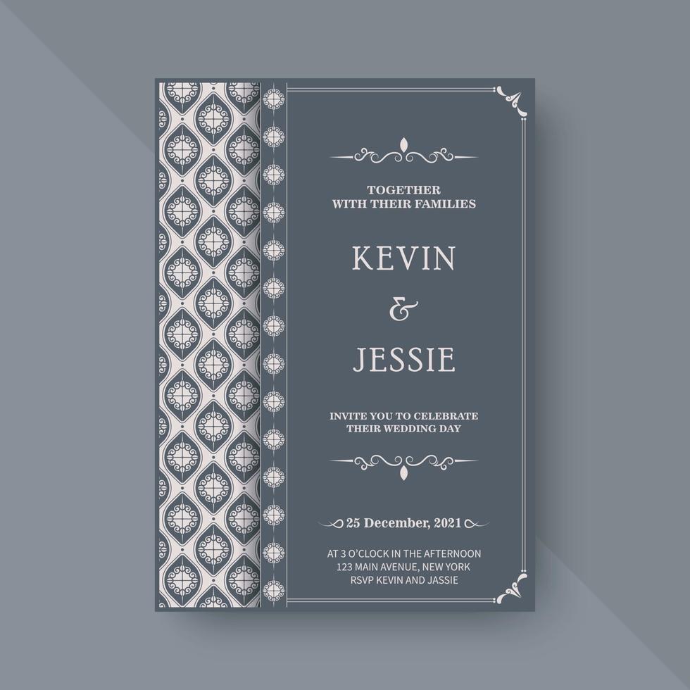 Elegant wedding invitation with pattern motif vector