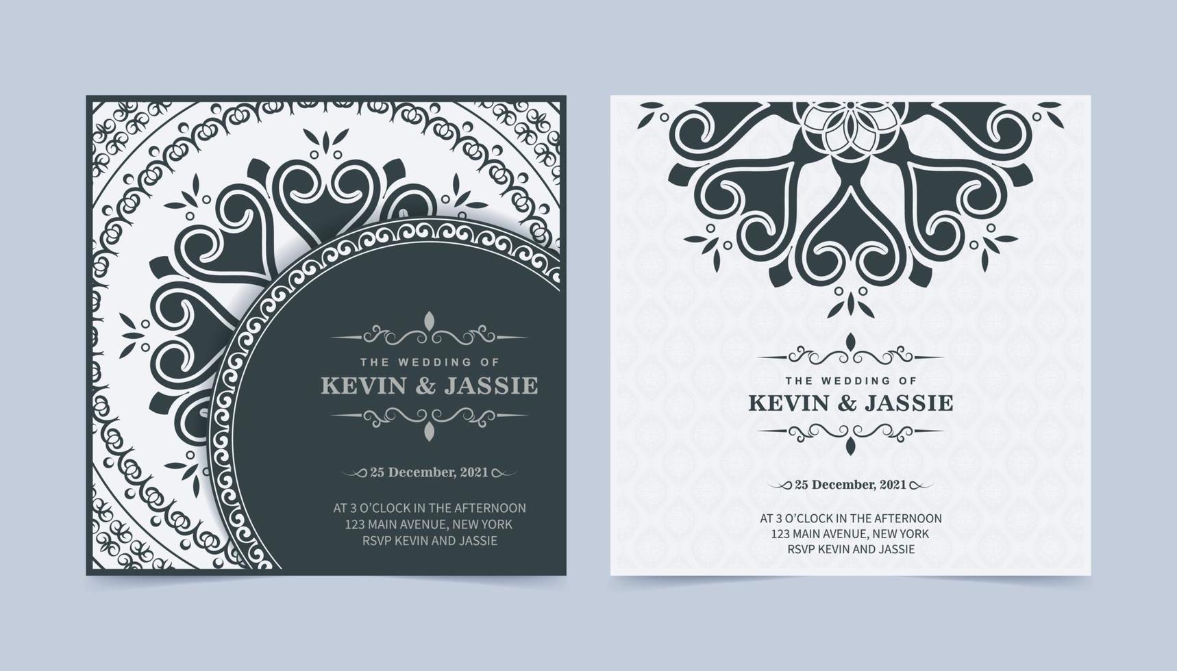 elegante invitación de boda con diseño de estilo mandala vector