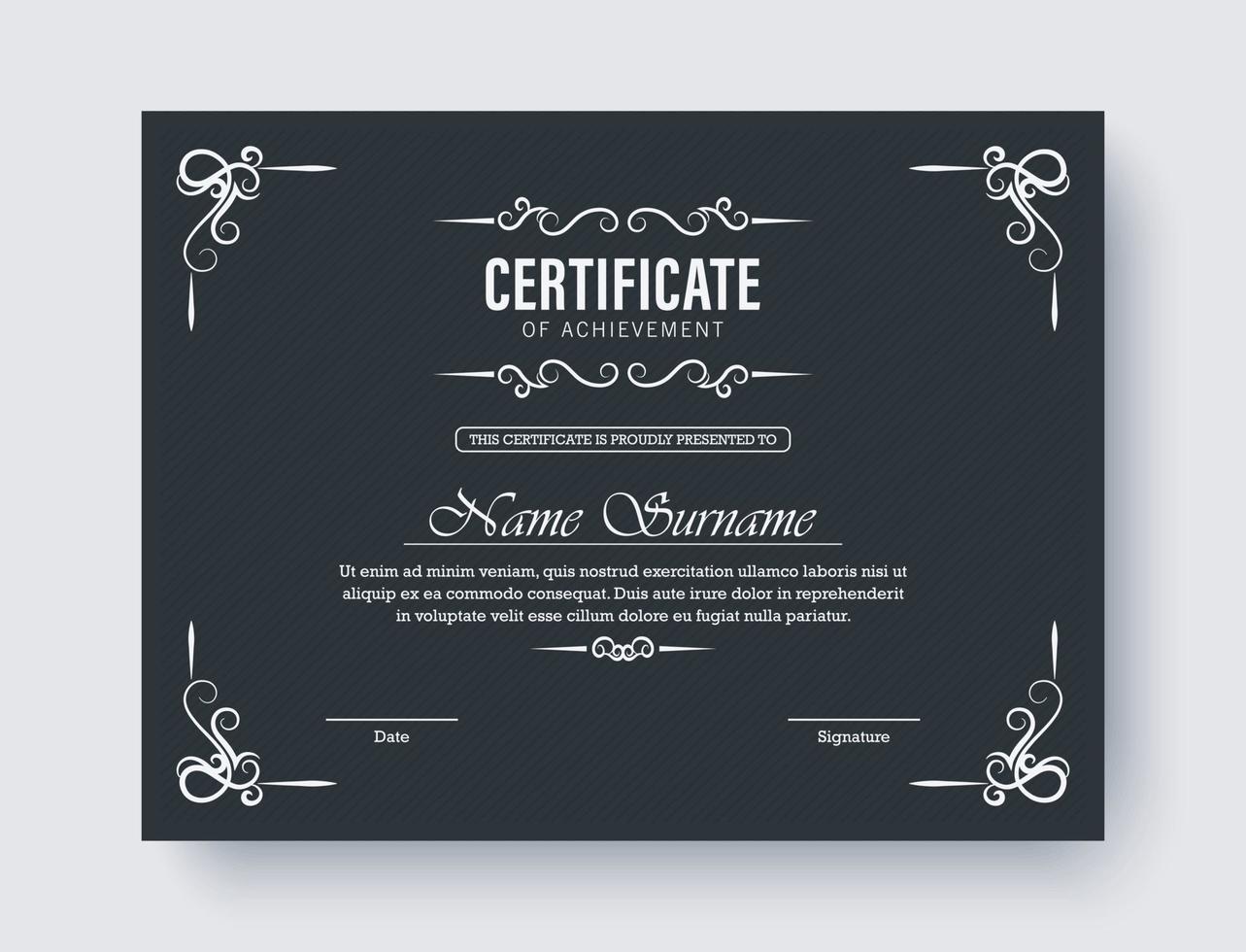 Classic certificate of achievement award template vector