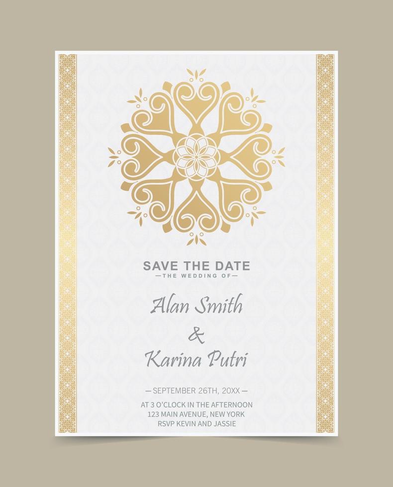 Luxury wedding invitation in mandala vector