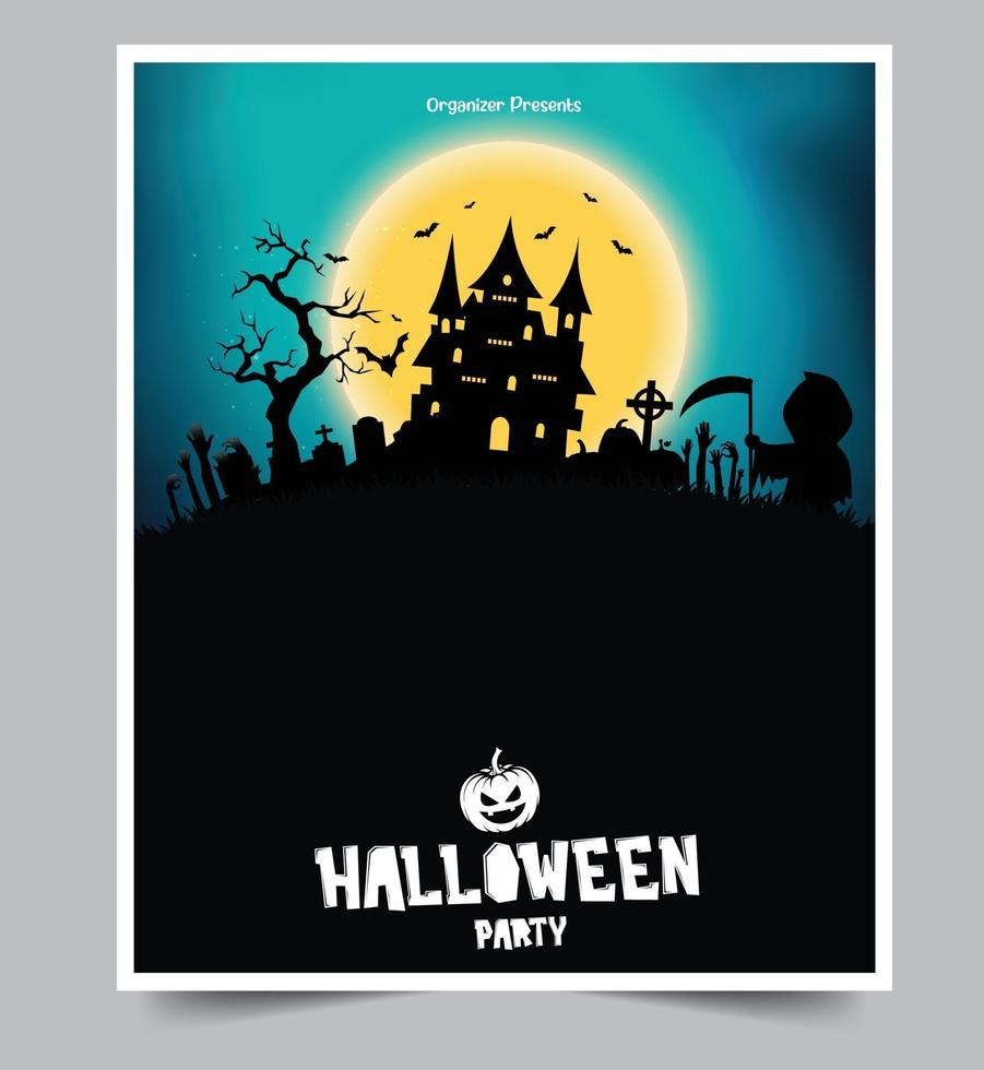 Halloween night party background with full Moon vector