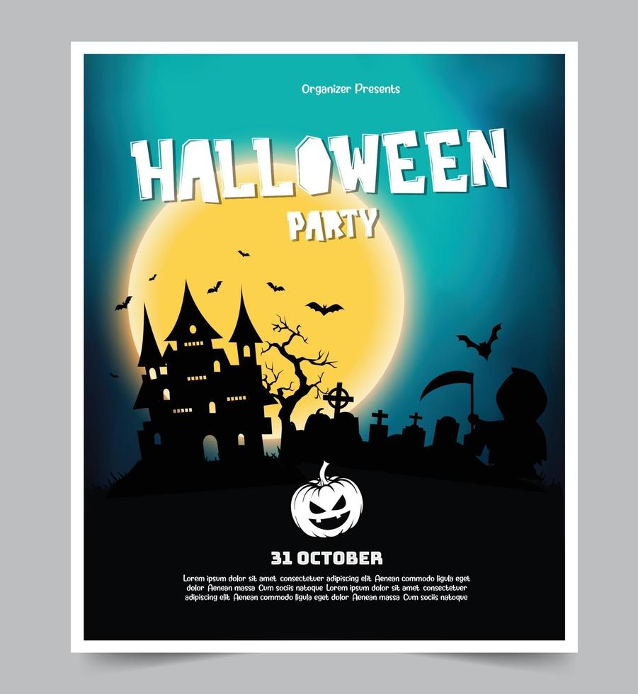 Halloween night party background with full Moon vector