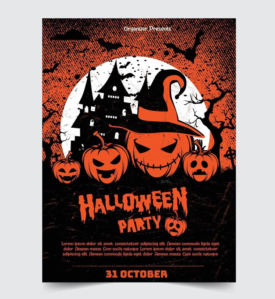Halloween night party background with full Moon vector
