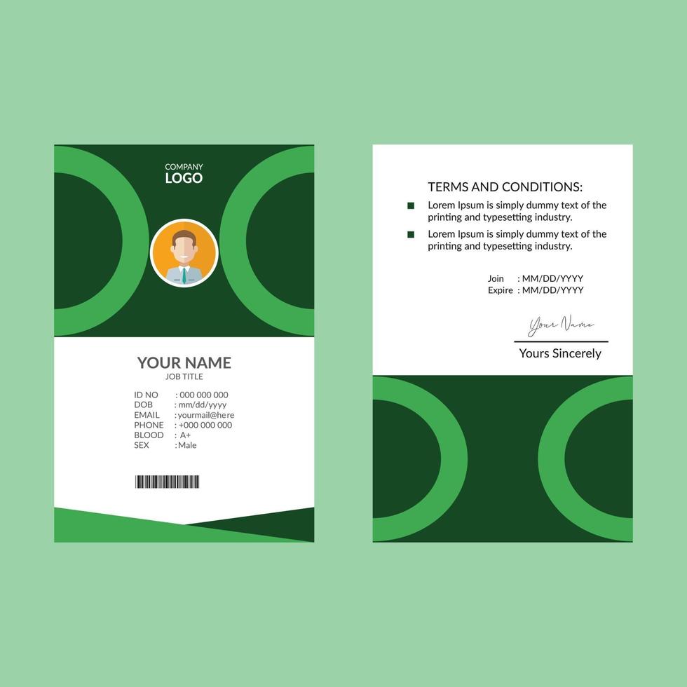 plantilla de diseño de tarjeta de identificación elegante verde vector