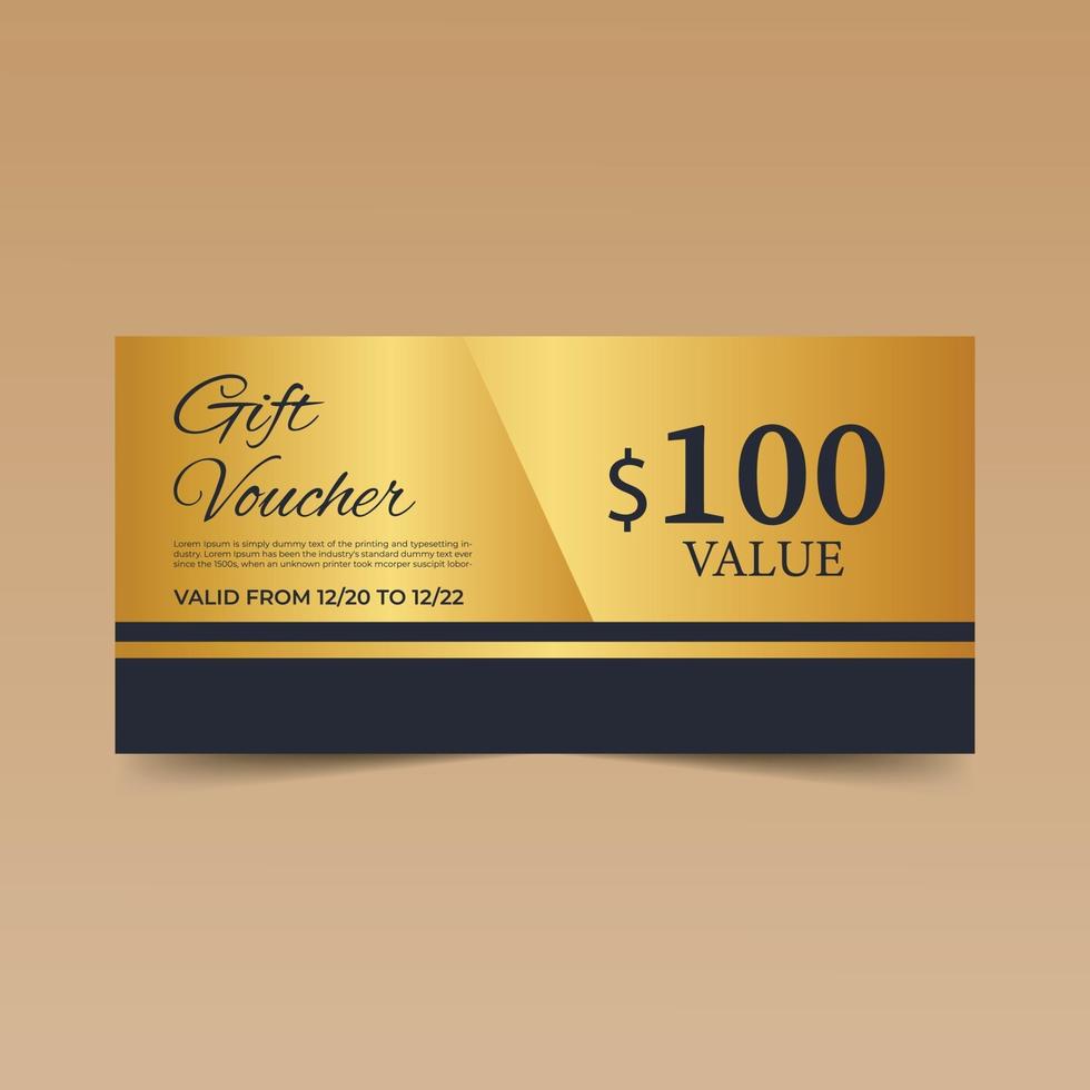 Gold Gift Voucher Design Template vector