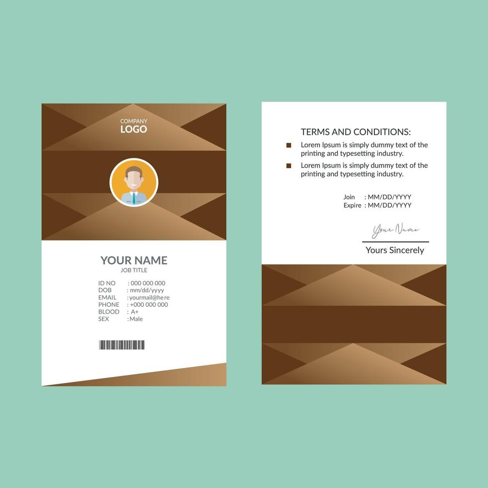 Elegant ID Brown Card Design Template vector