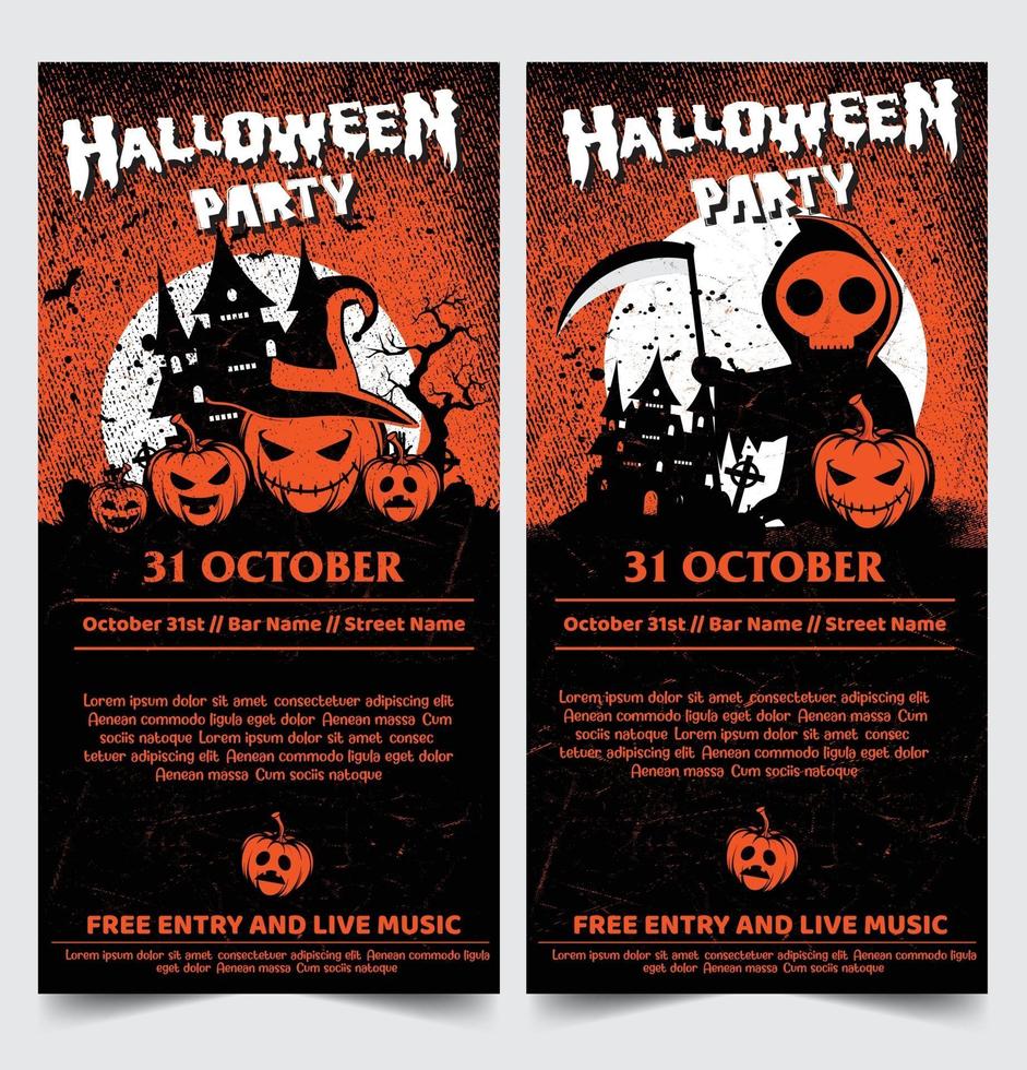 Halloween night party background with full Moon set vector