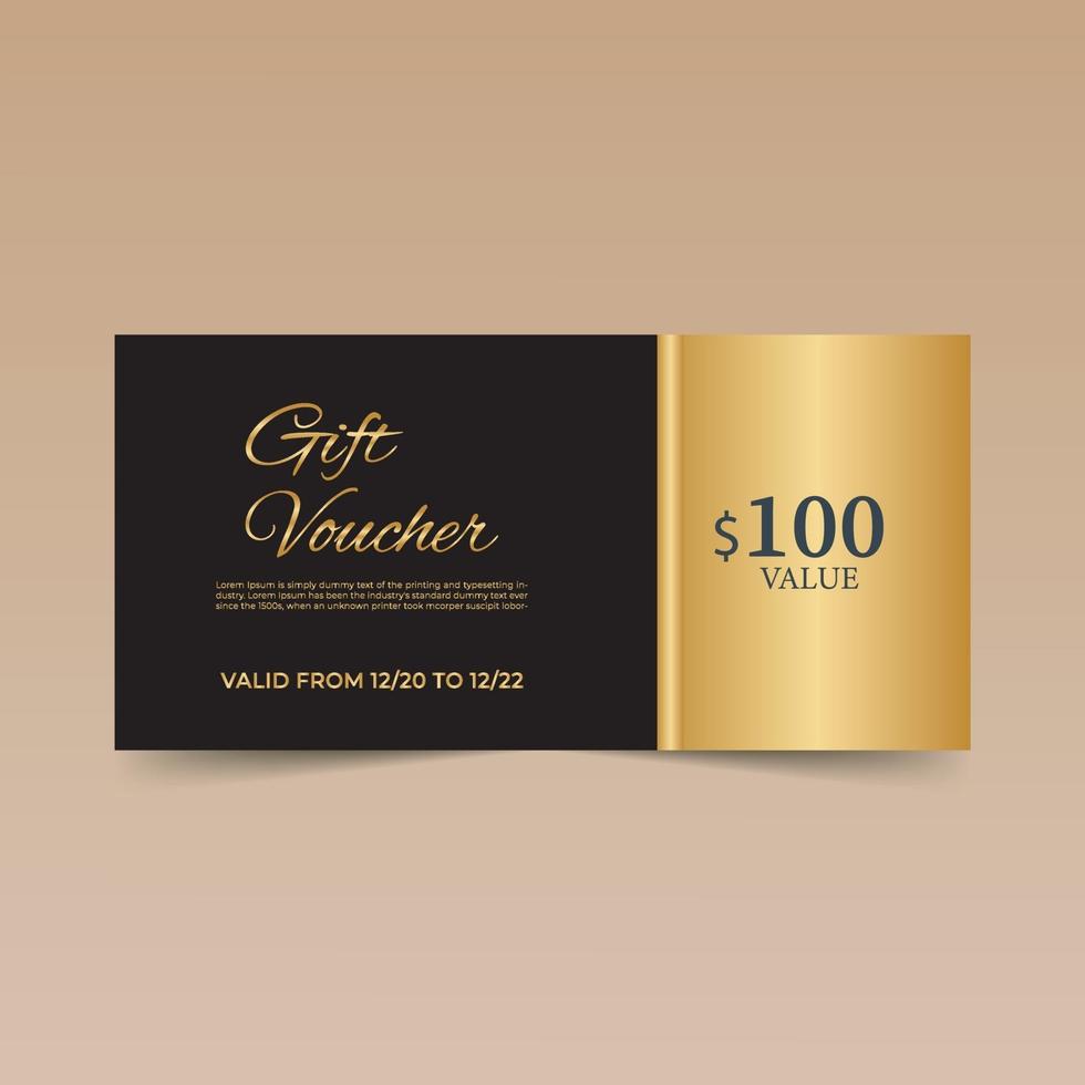 Golden Gift Voucher Design Template vector