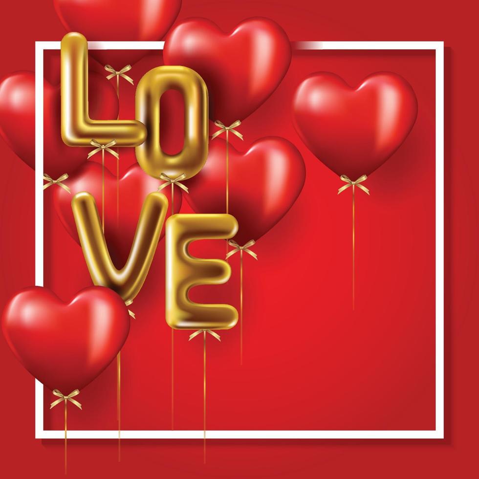 feliz dia de san valentin banner y globos vector