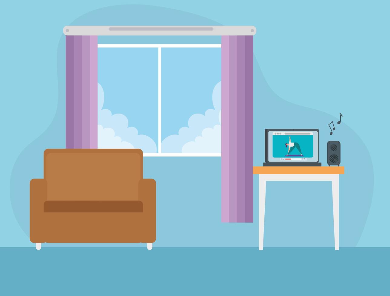 Living room background with couch vector