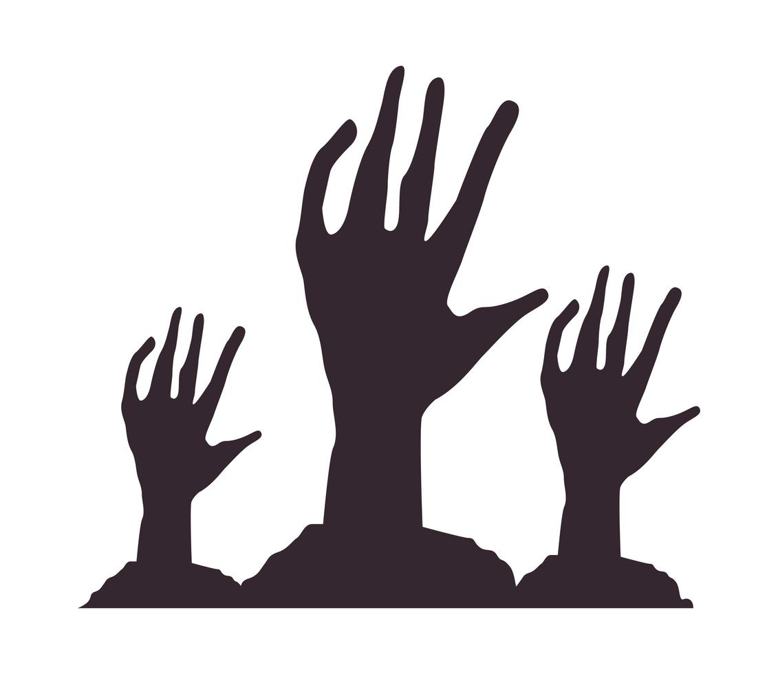 death zombie hands isolated icons vector