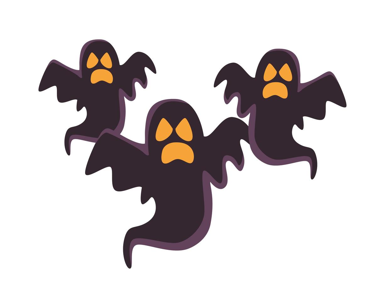 halloween ghosts floating isolated icons vector