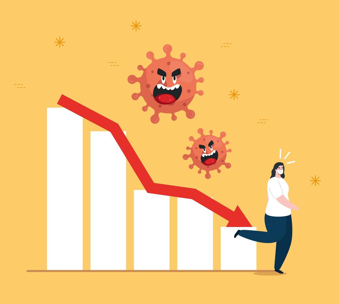 woman with infographic of coronavirus economic impact vector