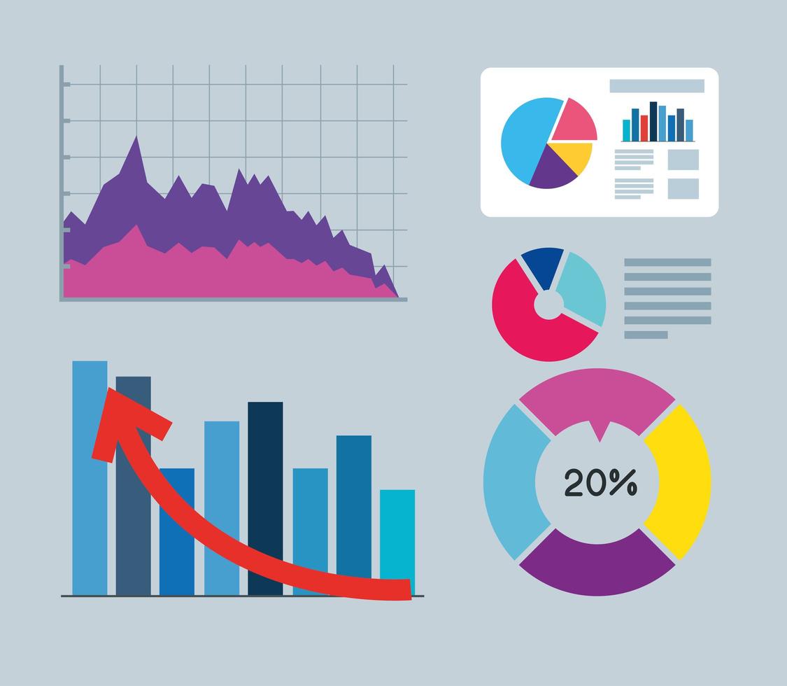 infographics of financial recovery icon set vector