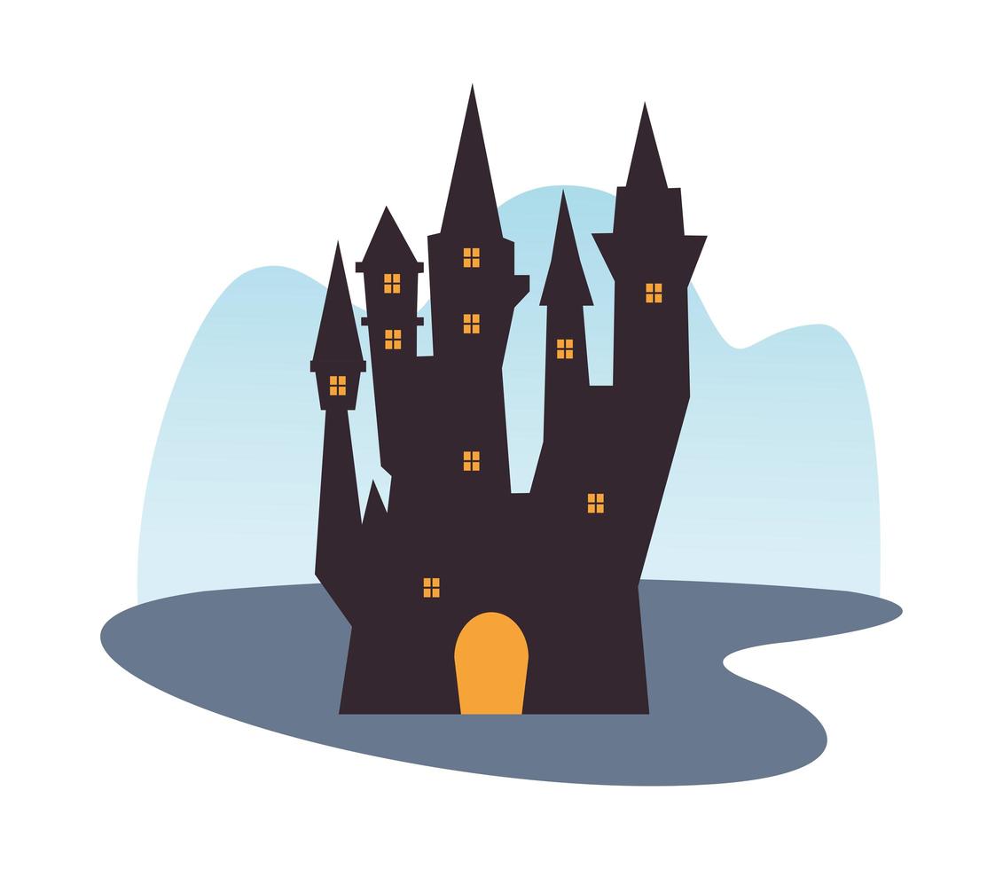 halloween dark haunted castle icon vector
