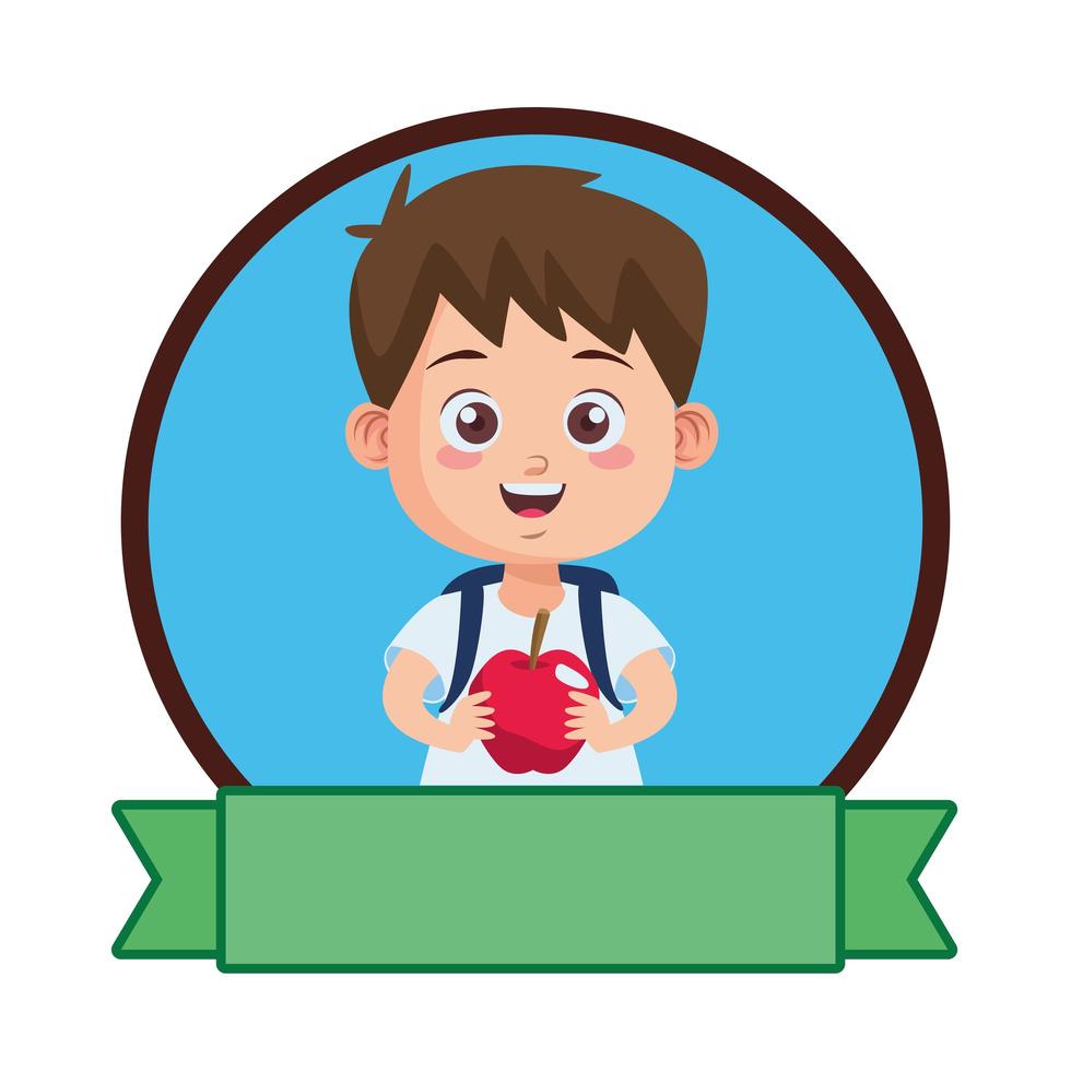 cute little boy student with apple vector