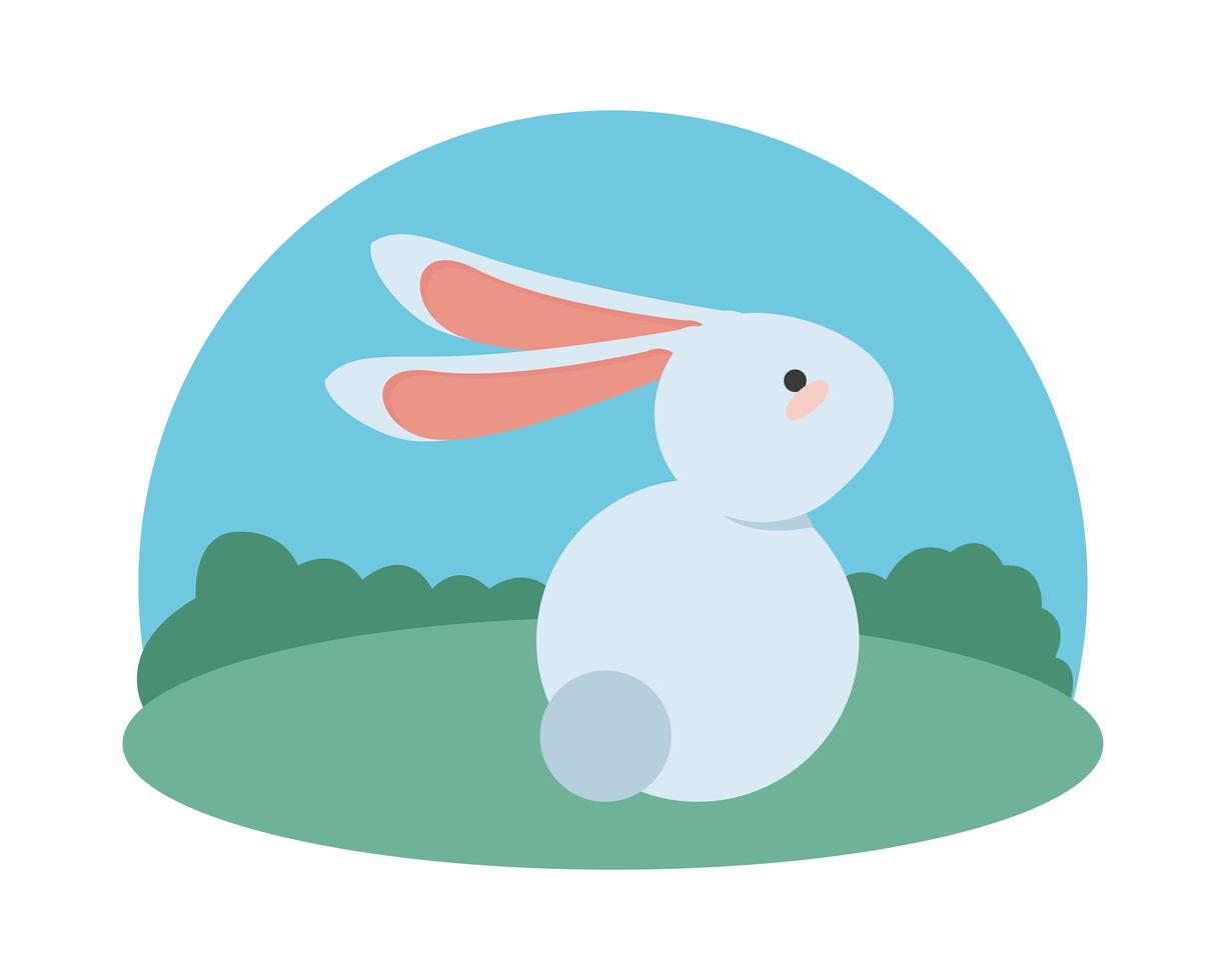 cute little easter rabbit seated in the field vector