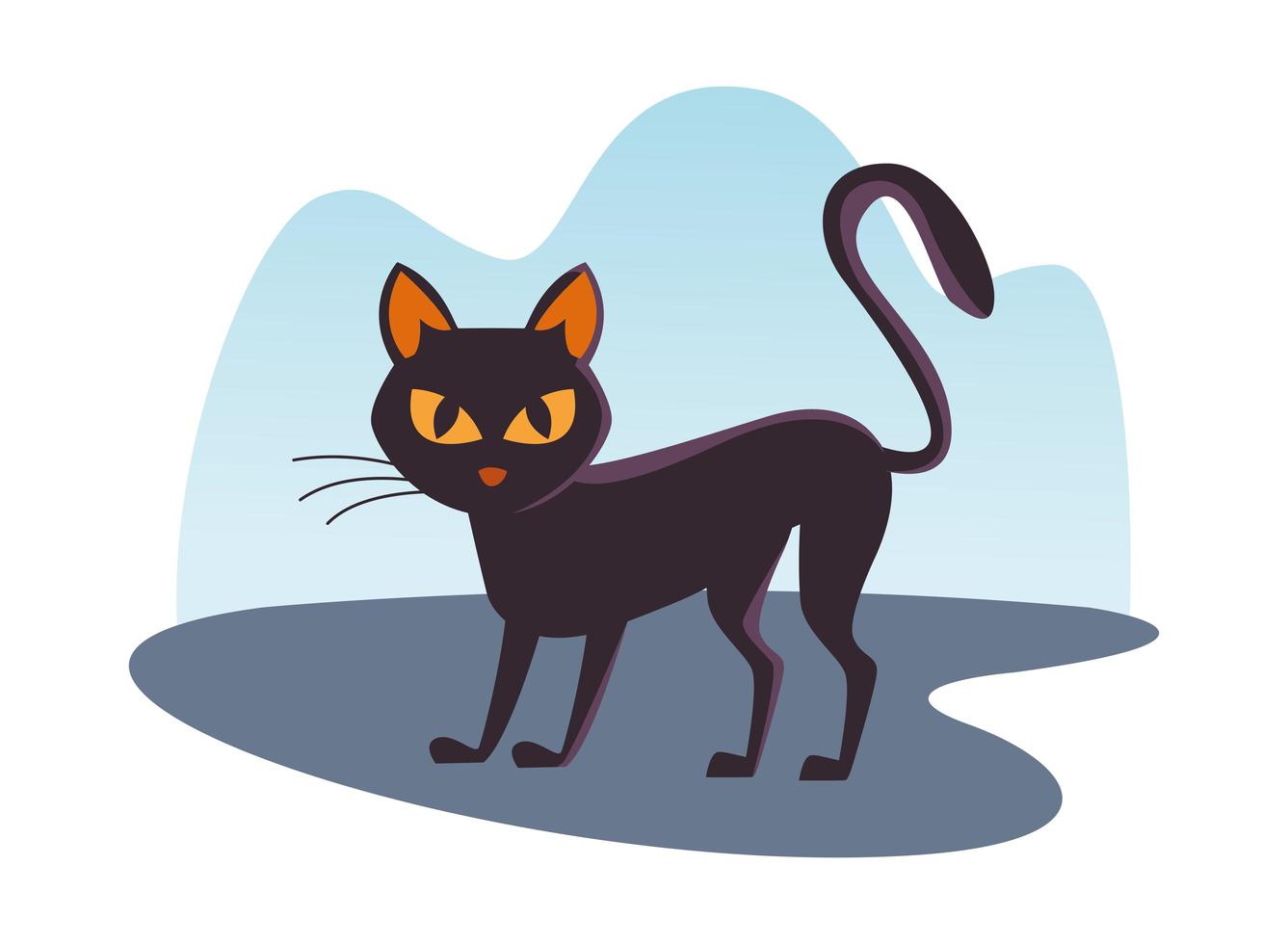 halloween, gato negro, aislado, icono vector