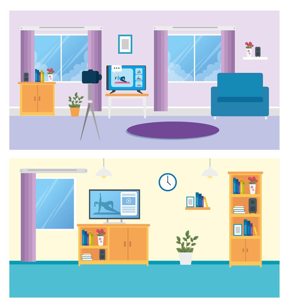 Home interior background set vector