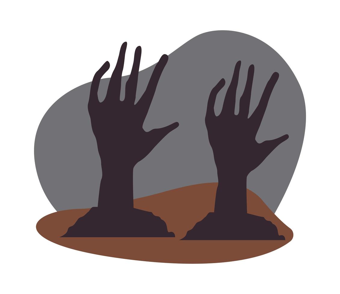 death zombie hands isolated icons vector