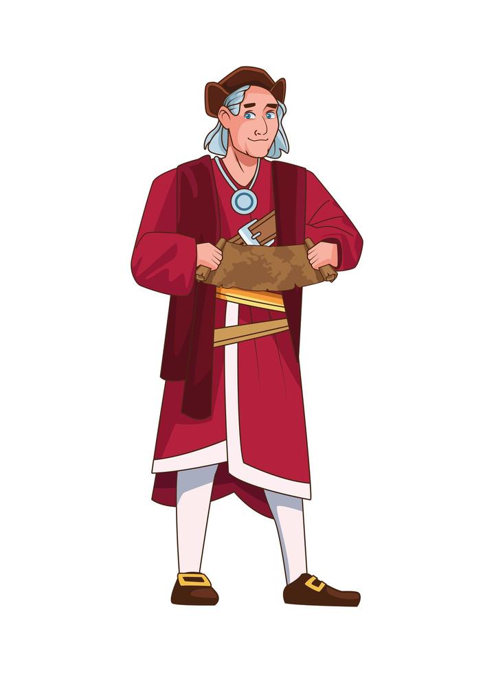 Christopher Columbus with paper map character vector