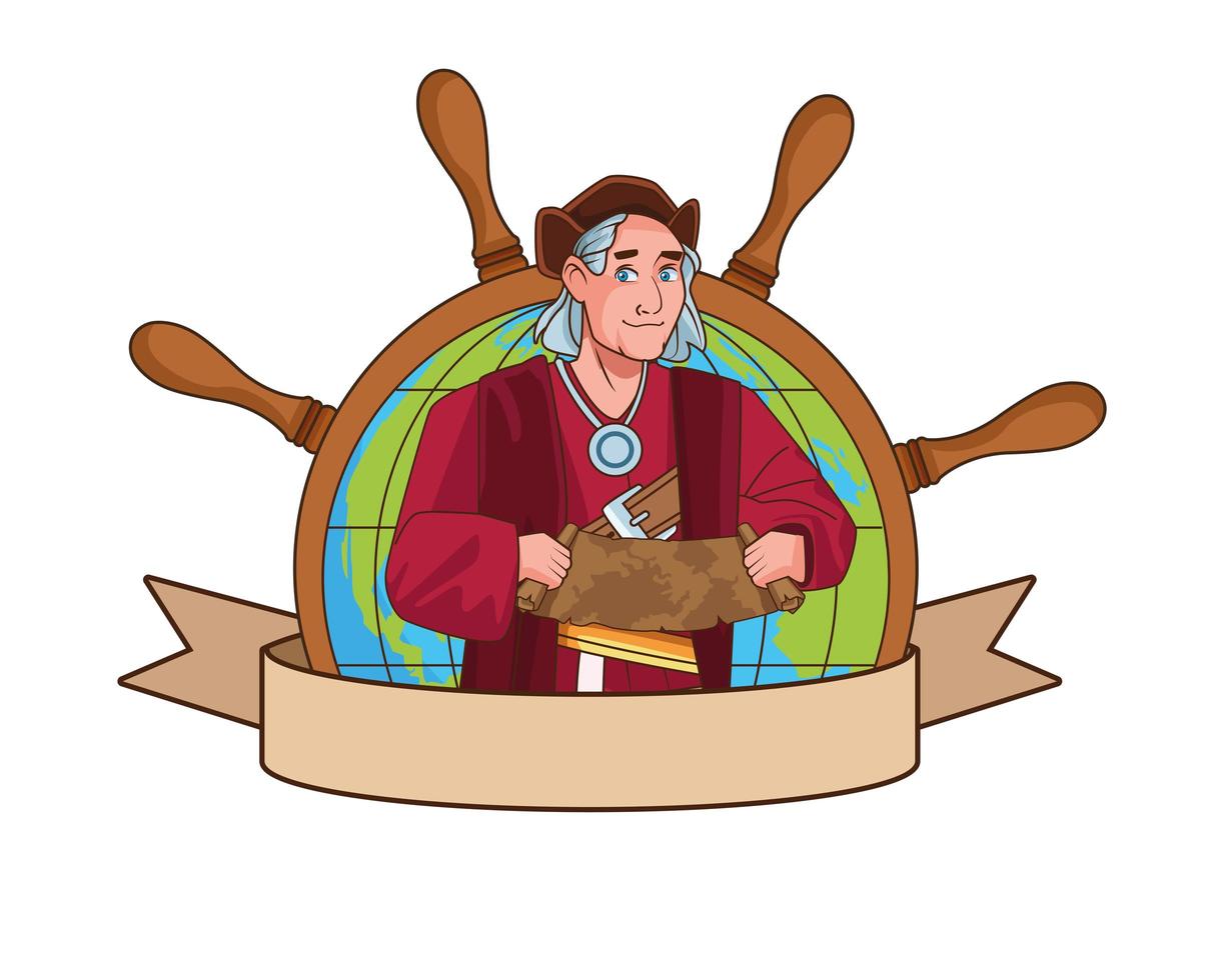 Christopher Columbus with paper map character vector