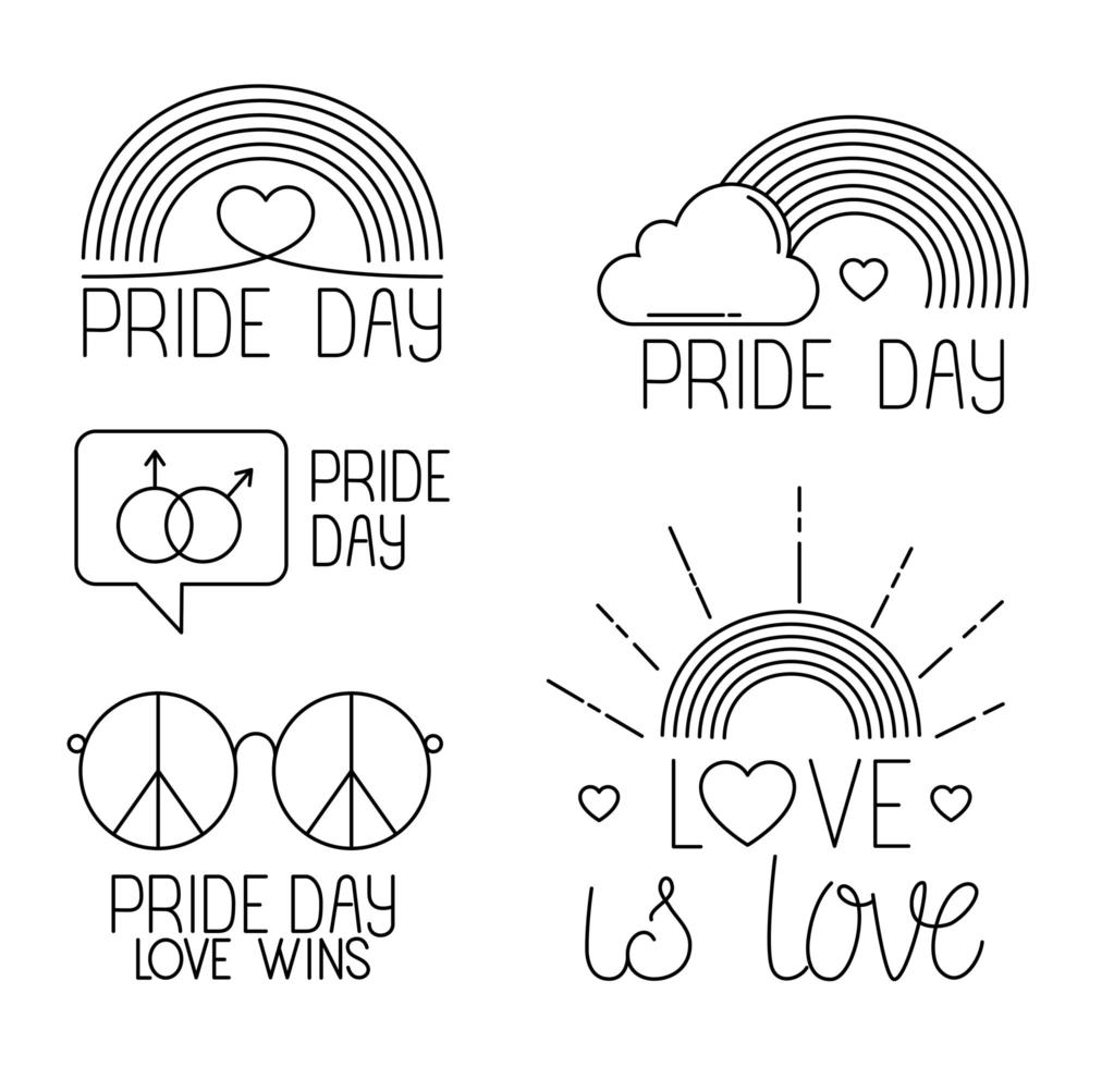 bundle of pride day icons, line style vector