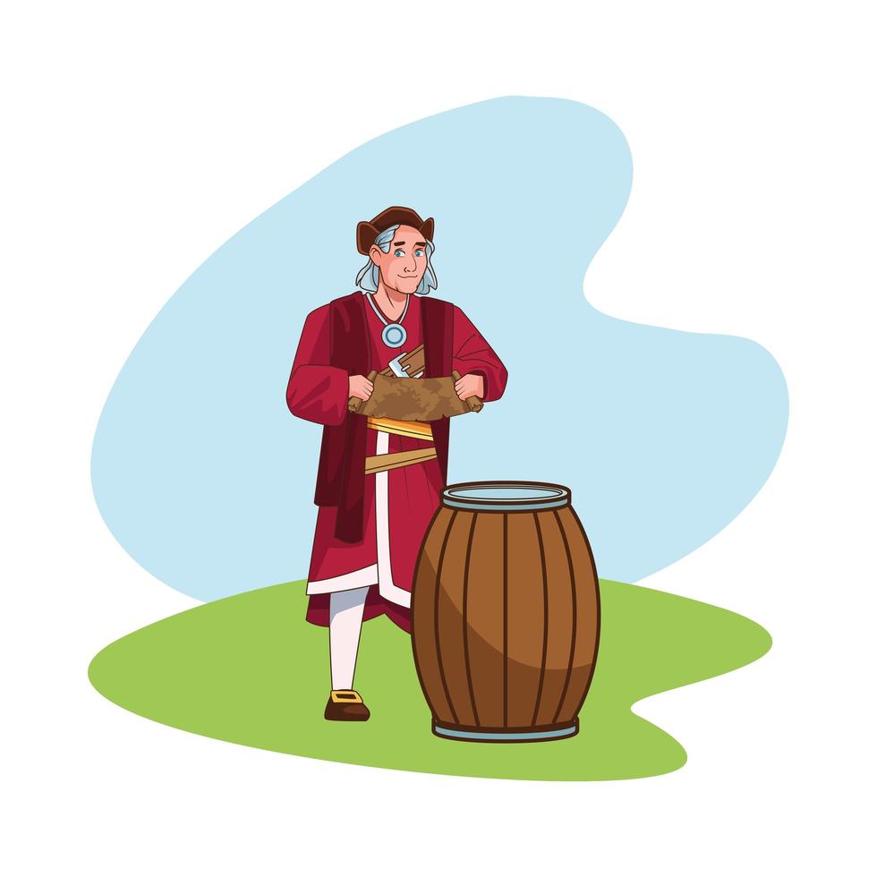 Christopher Columbus with paper map character vector