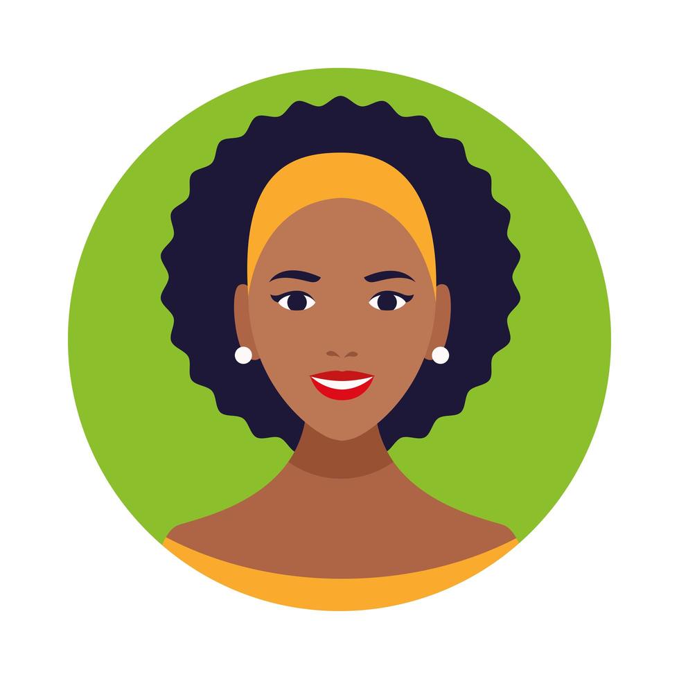 icono de personaje de avatar de mujer negra hermosa vector