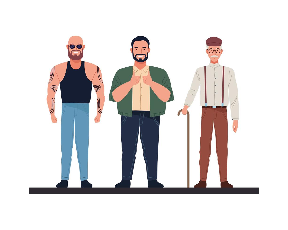 bald, big, and old men characters vector