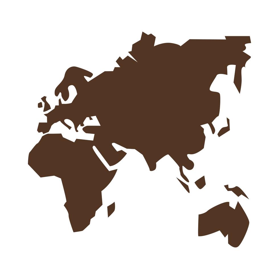 africa, europe, and asia silhouette geography icon vector